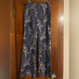 Paisley Print Flare-Leg Pants